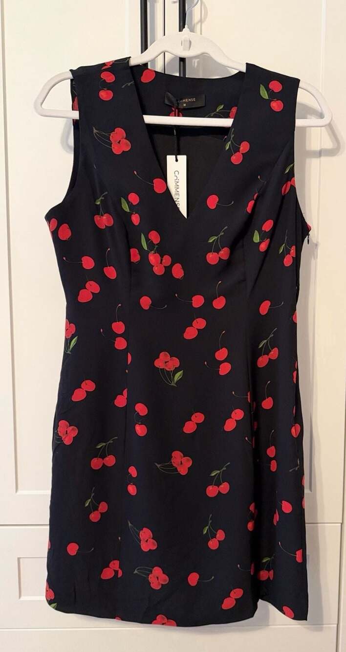 Commense Cherry Print Sleeveless V-Neck Mini Dress - Picture 6 of 8